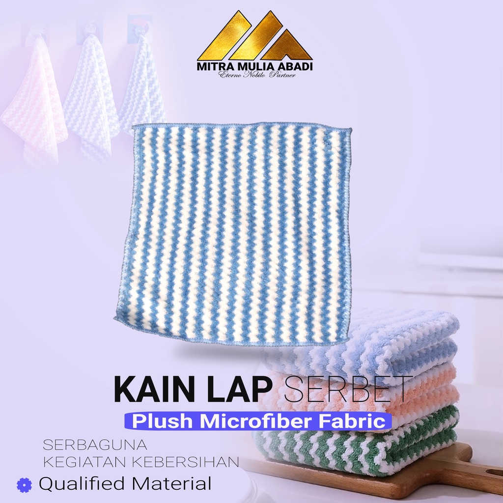 Kain Lap Microfiber Serbet Pembersih Piring Gelas Meja Dapur Bahan Coral Fleece Anti Minyak