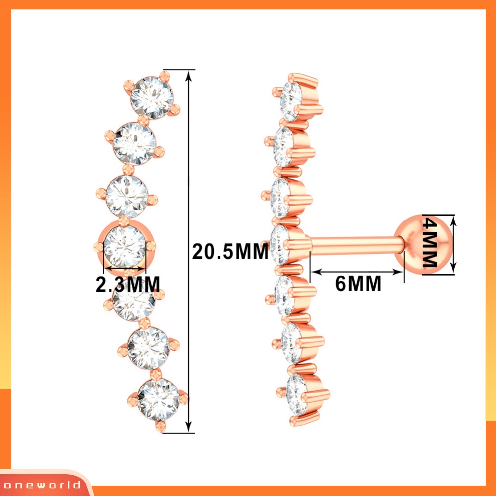 [oneworld] 1pc Wanita Berlian Imitasi Bentuk Busur Telinga Stud Anting Tindik Tulang Rawan Helix Perhiasan