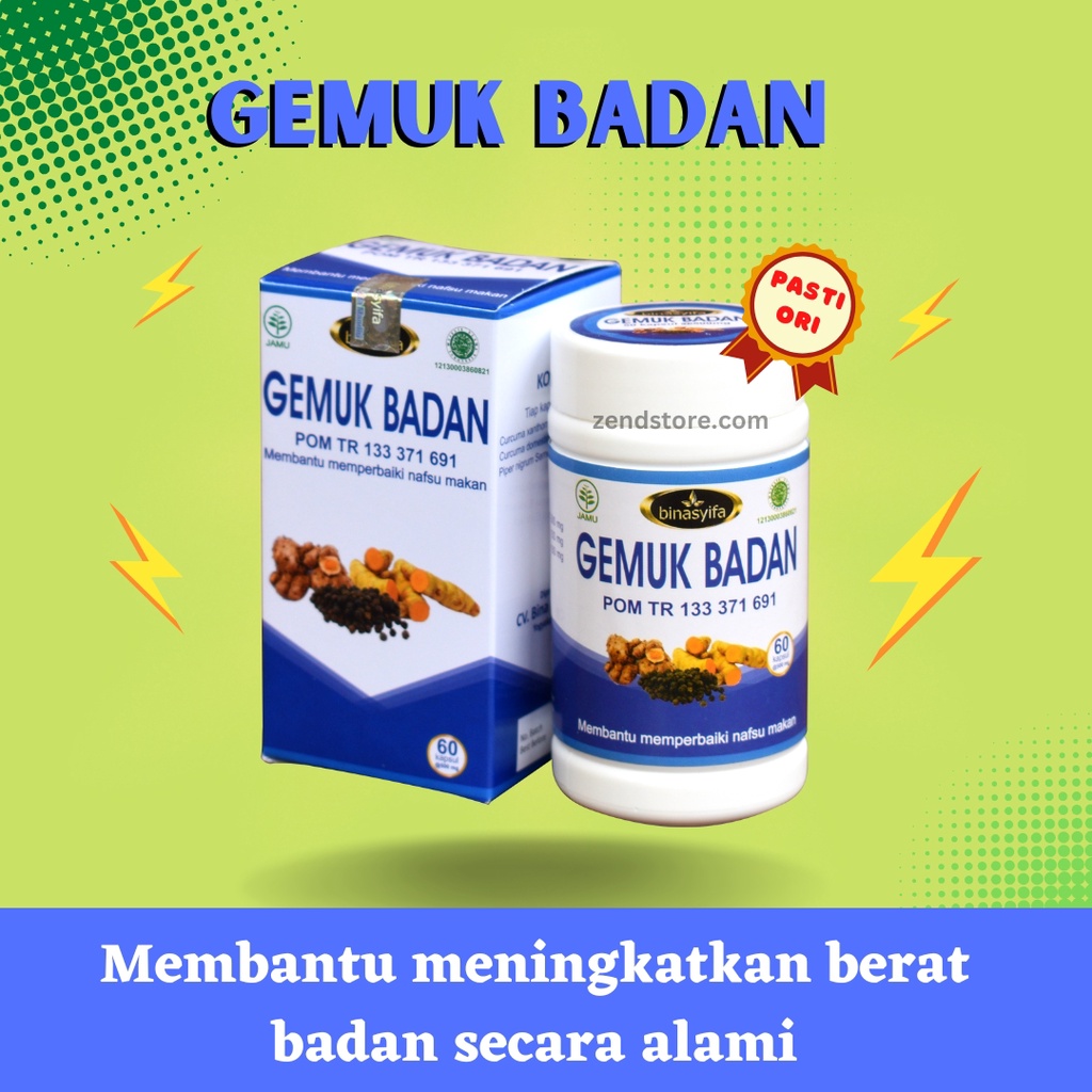 Obat Jamu Pil kapsul Gemuk Badan Dewasa BPOM | Jamu Penggemuk Badan Halal | Pengemuk Badan 60 Kapsul