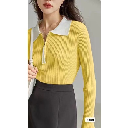 Melly Polo Top Soft Knit - Sweater Korea - Atasan Wanita Rajut Import TM (R008)