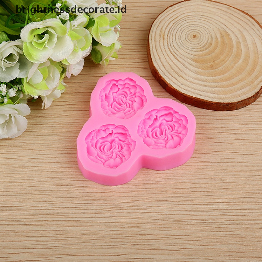[Birth] Cetakan Silikon Bunga Peony Wedding Cupcake Topper Fondant Cake Decorag Tool [ID]