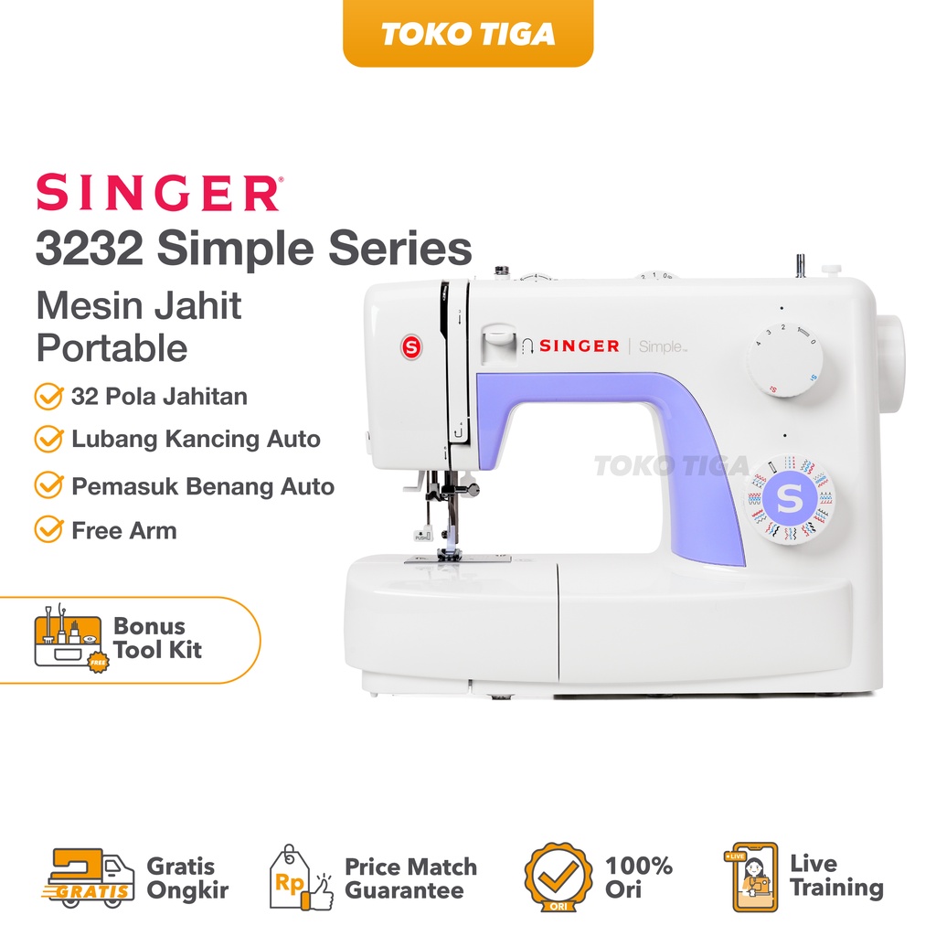 Mesin Jahit Singer 3232 SIMPLE (Portable Multifungsi)