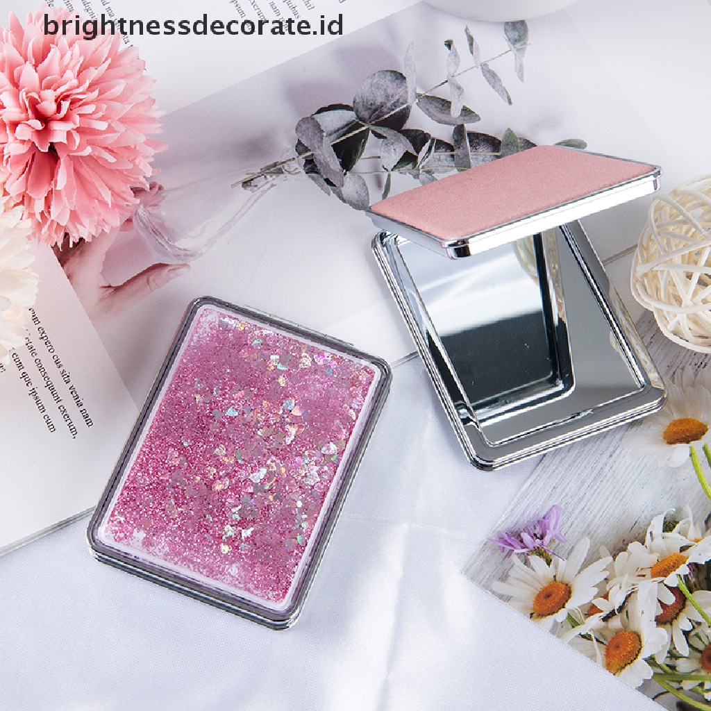 [Birth] Cermin Rias Saku Mini Cermin Compact Kosmetik Kreatif Dengan Pasir Mengalir [ID]