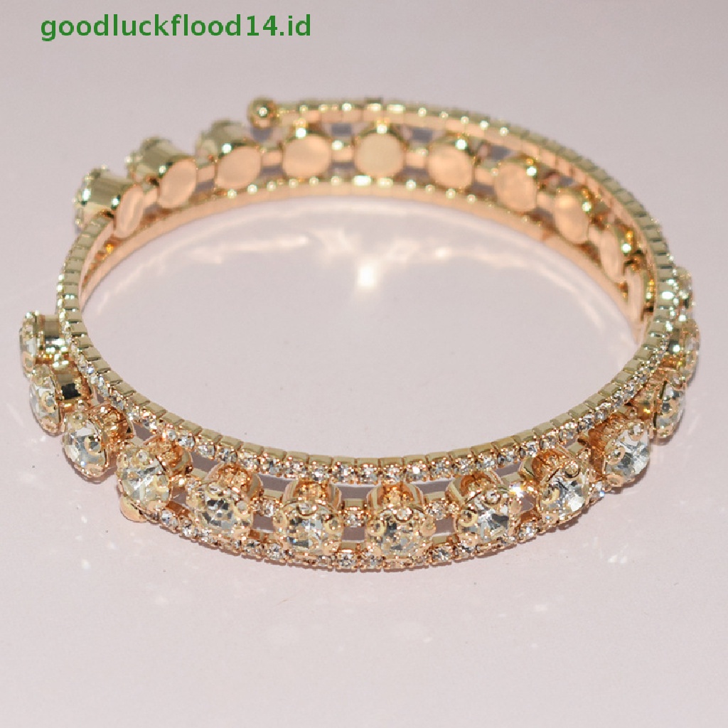 [GOOGFOUR] Fashion Gelang Kristal Untuk Wanita Pernikahan Bangle Perhiasan Tangan Multi-Layer Bridal Rhinestone Bracelet [TOP]