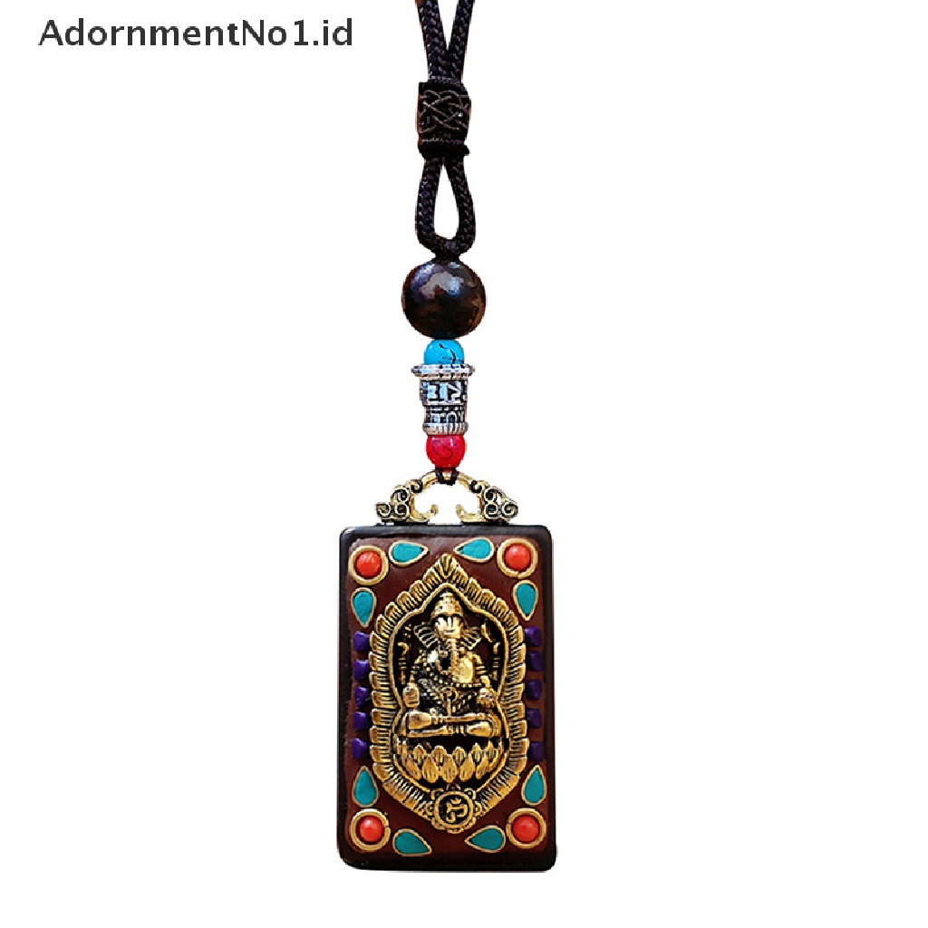 [AdornmentNo1] Patung Buddha Nepal Thangka Vintage God Ebony Elephant Pendant Necklace Eksotis Untuk Rantai Liontin [ID]