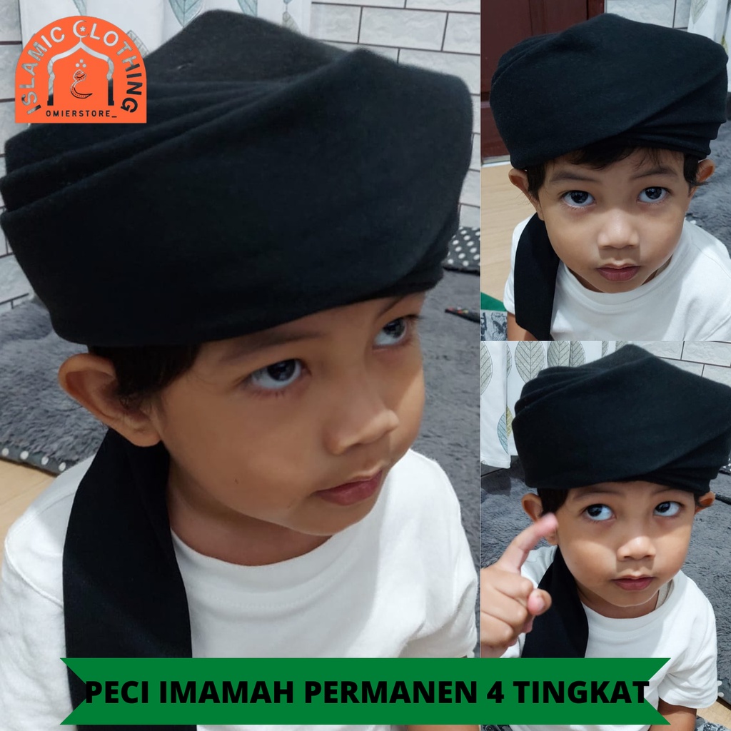 PECI IMAMAH PERMANEN ANAK WARNA HITAM 4 TINGKAT I SORBAN PERMANEN