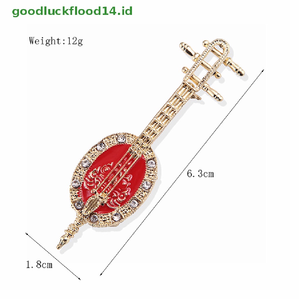 [GOOGFOUR] Fashion Violin Pipa Pin Bros Berlian Imitasi Alat Musik Brooch Pins [TOP]