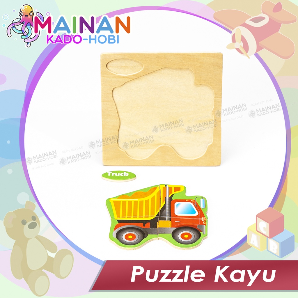 MAINAN EDUKASI ANAK PUZZLE KAYU TRANSPORTASI KONSTRUKSI TRUK