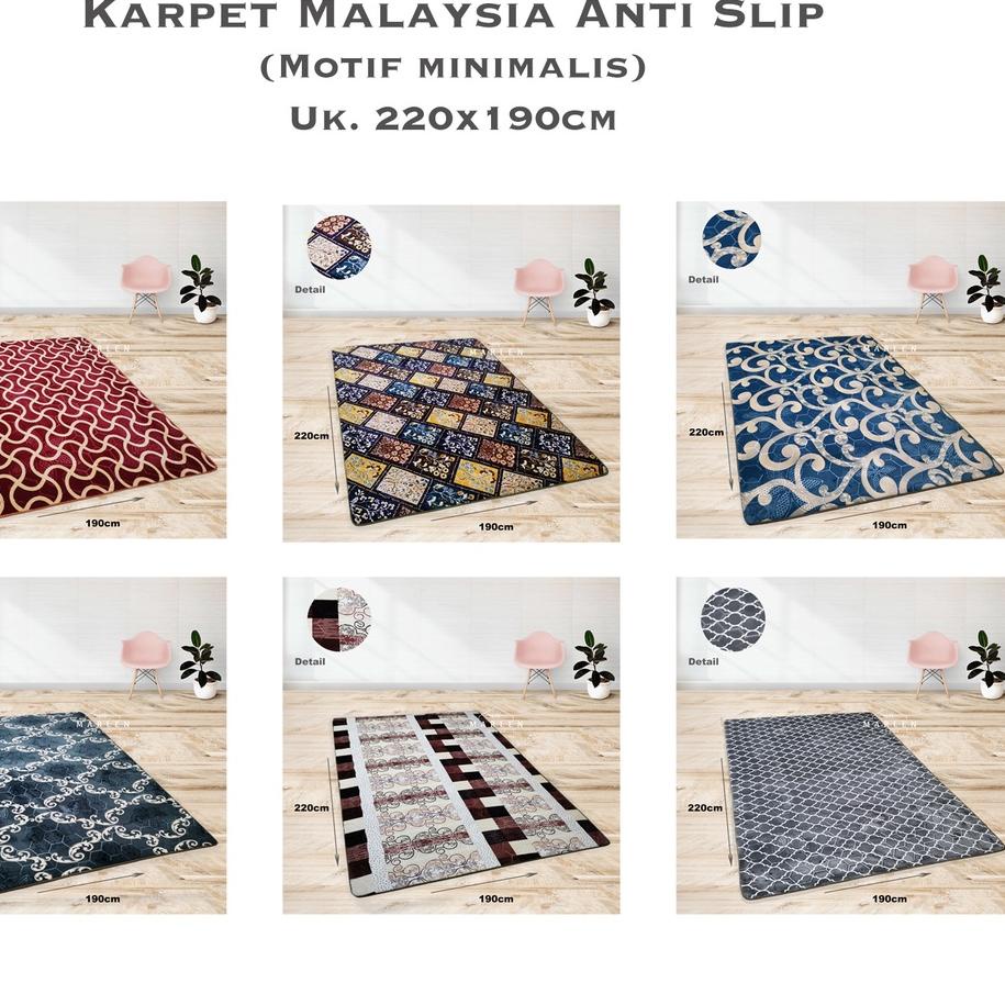 Depan Karpet Lantai Premium | Ukuran 190x220 | Motif Minimalis & Bunga | Karpet Malaysia |  Karpet L