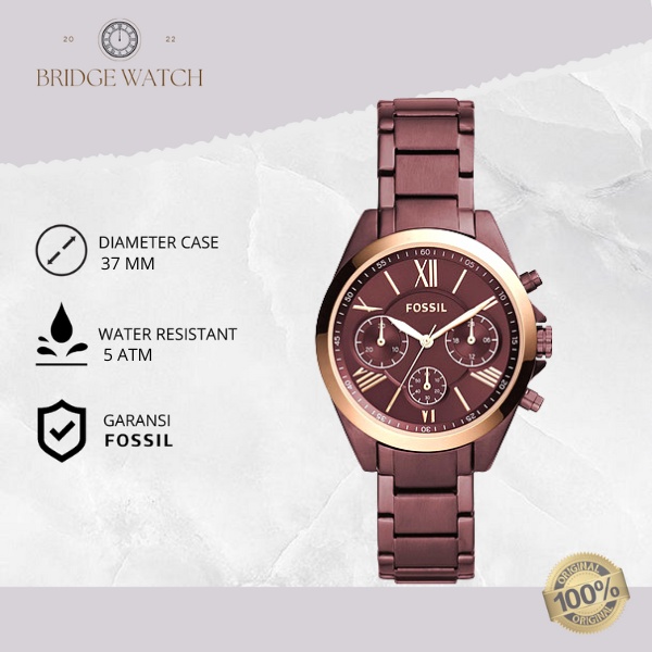 Jam Tangan Wanita Fossil Daydreamer BQ3031 Original Analog Chronoghraph Red Wine Stainless Steel Str