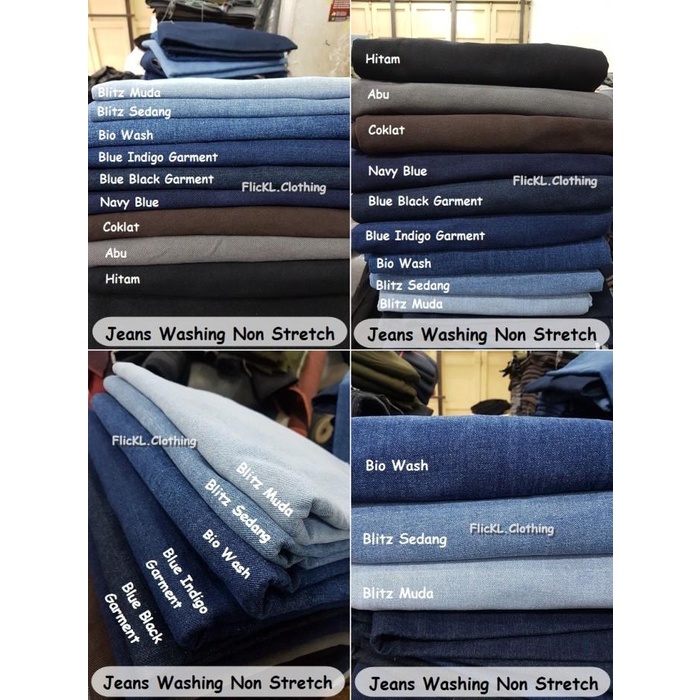 Bahan Kain Jeans Denim Katun Wangler Polos Blitz Bio Washed Celana 009