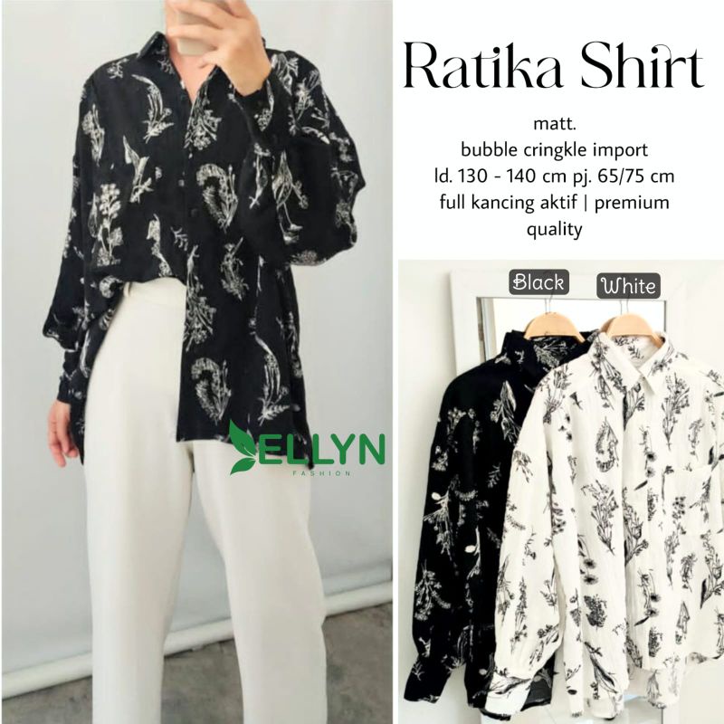Ratika Shirt Kemaja Wanita Kekinian Terbaru Kemeja Korea Style Baju Atasan Wanita Premium by Ellyns 