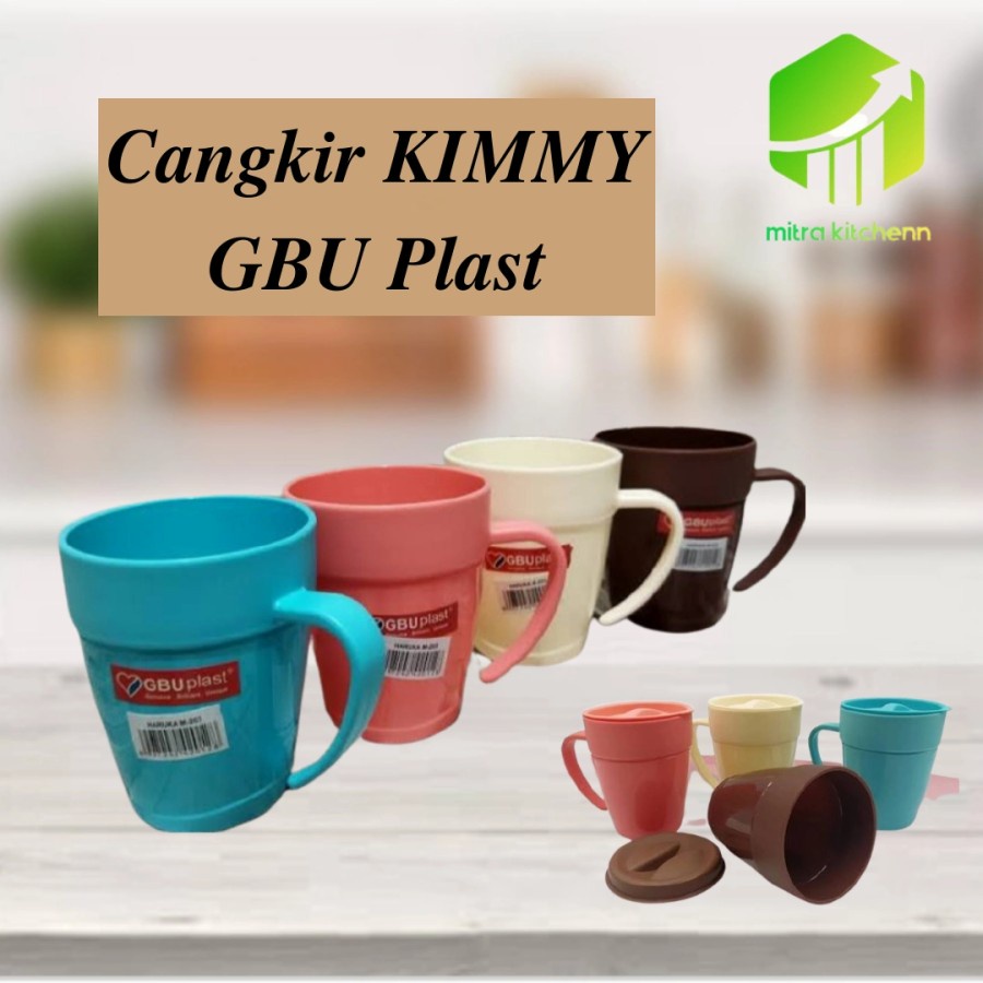 GBUplast Cangkir / Mug Plastik Cangkir Dengan Tutup Cangkir KIMMY GBU 250