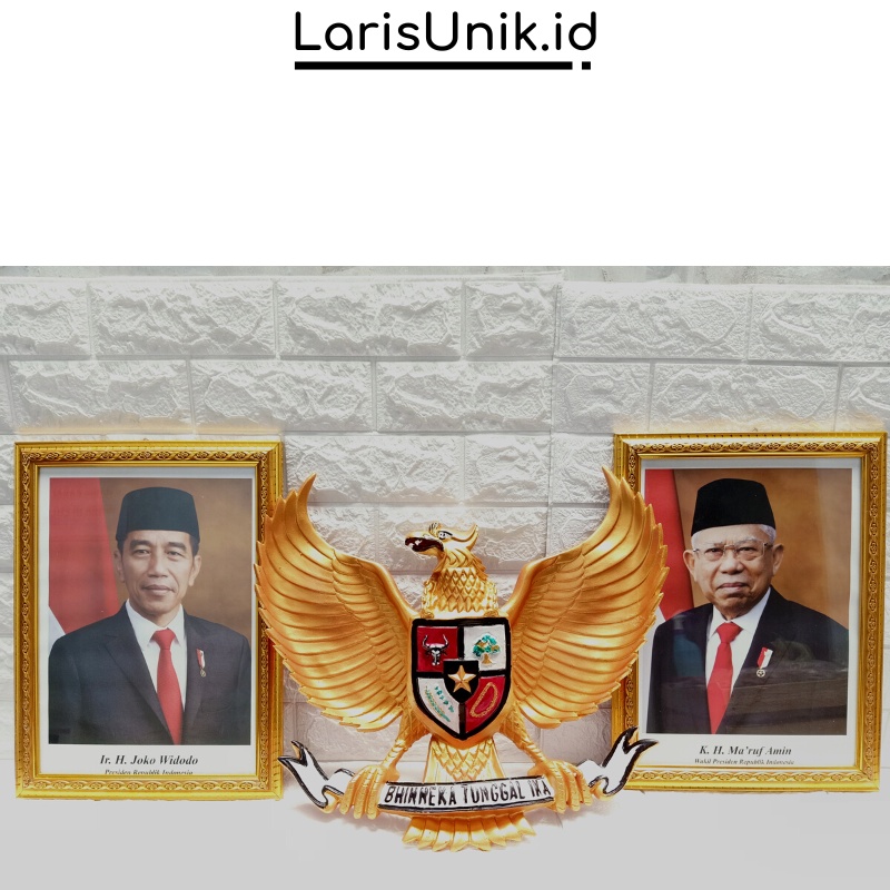 Pigura Poster Presiden Dan Wakil Presiden Lambang Burung Garuda Pancasila Hiasan 3D Dinding