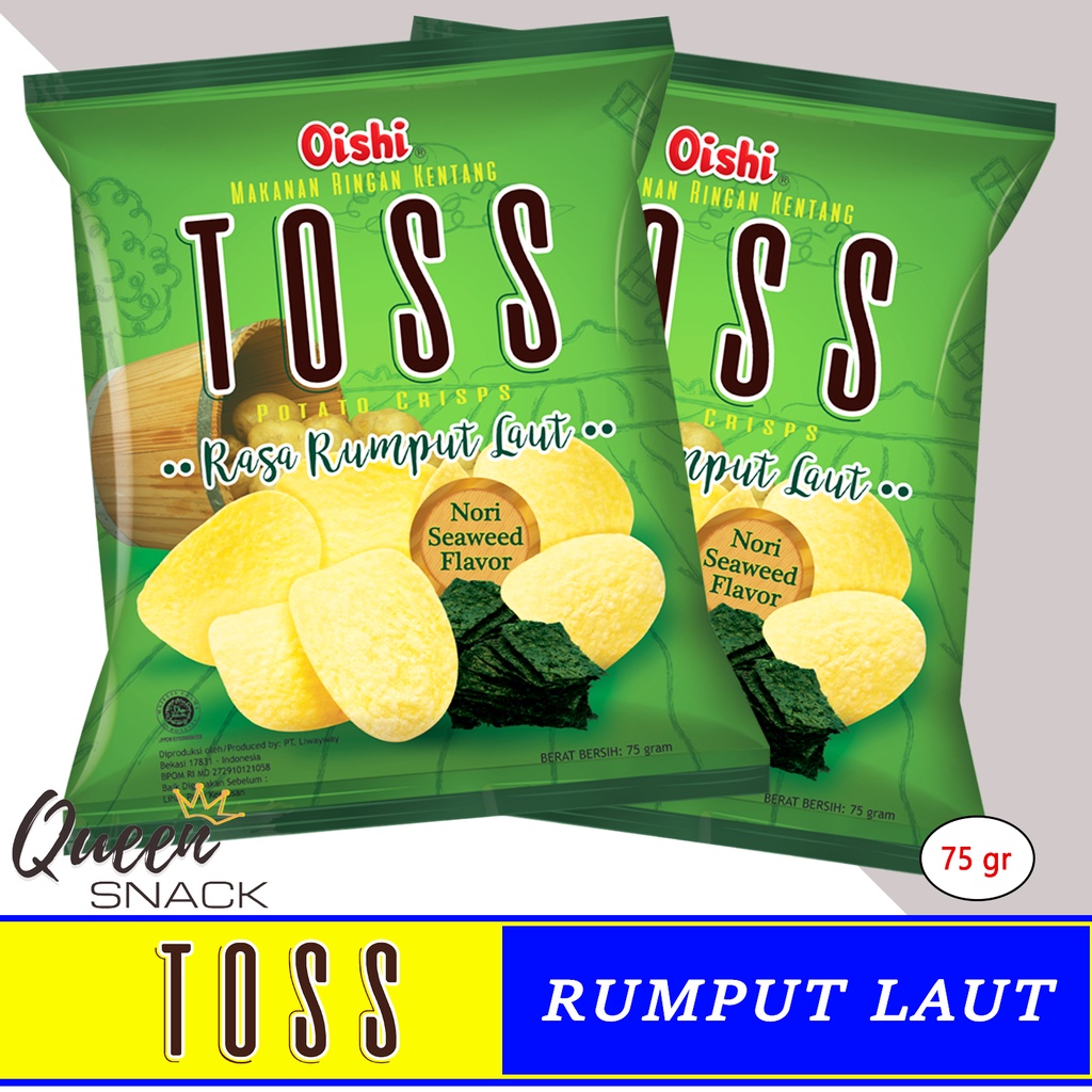 

Snack Oishi Toss Potato Crisps Rumput Laut Kemasan 75gr