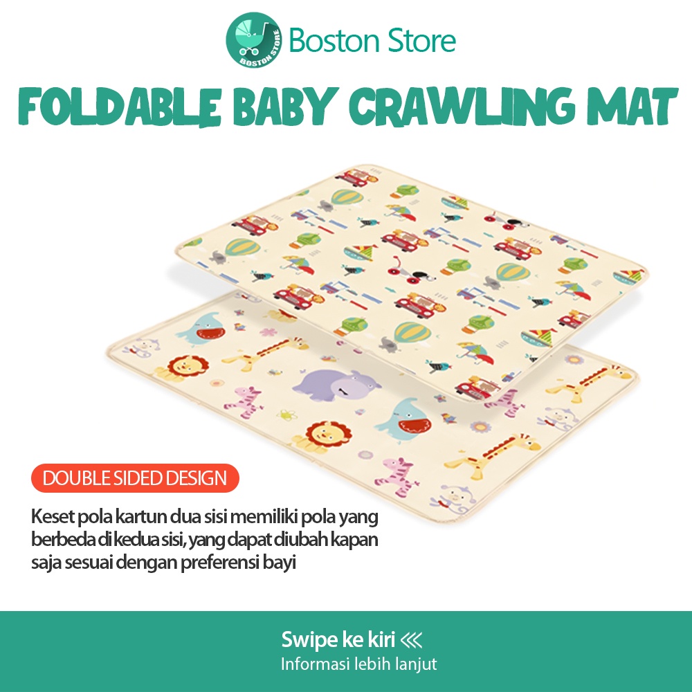 Bostonstore Karpet merangkak bayi Waterproof Baby playmat foam lipat panjang 180cm / Karpet Bayi Merangkak / Karpet Bayi Ompol / Karpet Bayi Playmate / Karpet Bayi Anti Air / Karpet Bayi Merangkak Tebal Jumbo / Karpet Bayi Tebal / Playmat  Bayi / Playmate