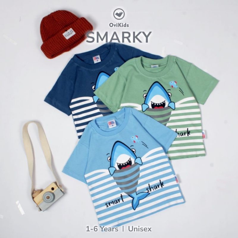 OVI KIDS SMARKY- baju anak laki laki kaos ocean smart shark printing