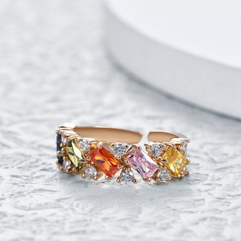 Wanita Cincin Fashion Pelangi Zirkon Cincin Wanita Manis Temperamen Cincin Indah Pertunangan Pernikahan Perhiasan Hadiah Hari Valentine