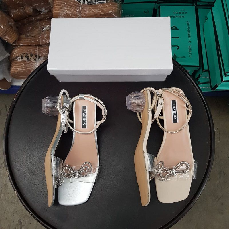 [COD] 21908 Sandal Wanita Import Pita Crystal Tali