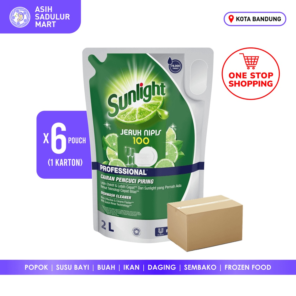 Sunlight Professional Sabun Cuci Piring 1 Karton (6 Pouch x 2L) Bandung