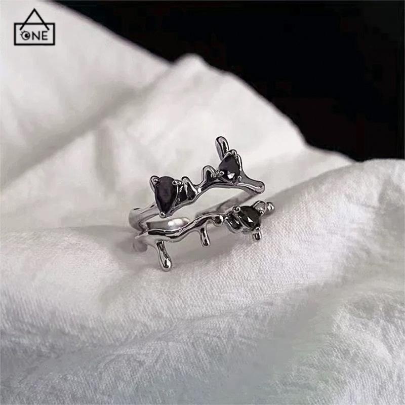 COD❤️3PCS Cincin RetroDesain Ceruk  Temperamen Mewah  Buka Dapat Disesuaikan  Cincin Jari Telunjuk-A.one