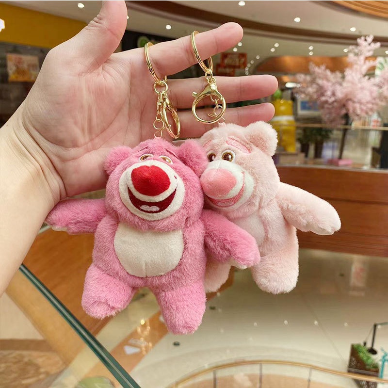 GANTUNGAN KUNCI KEYCHAIN LOTSO TOY STORY BERUANG MERAH STROBERI LUCU