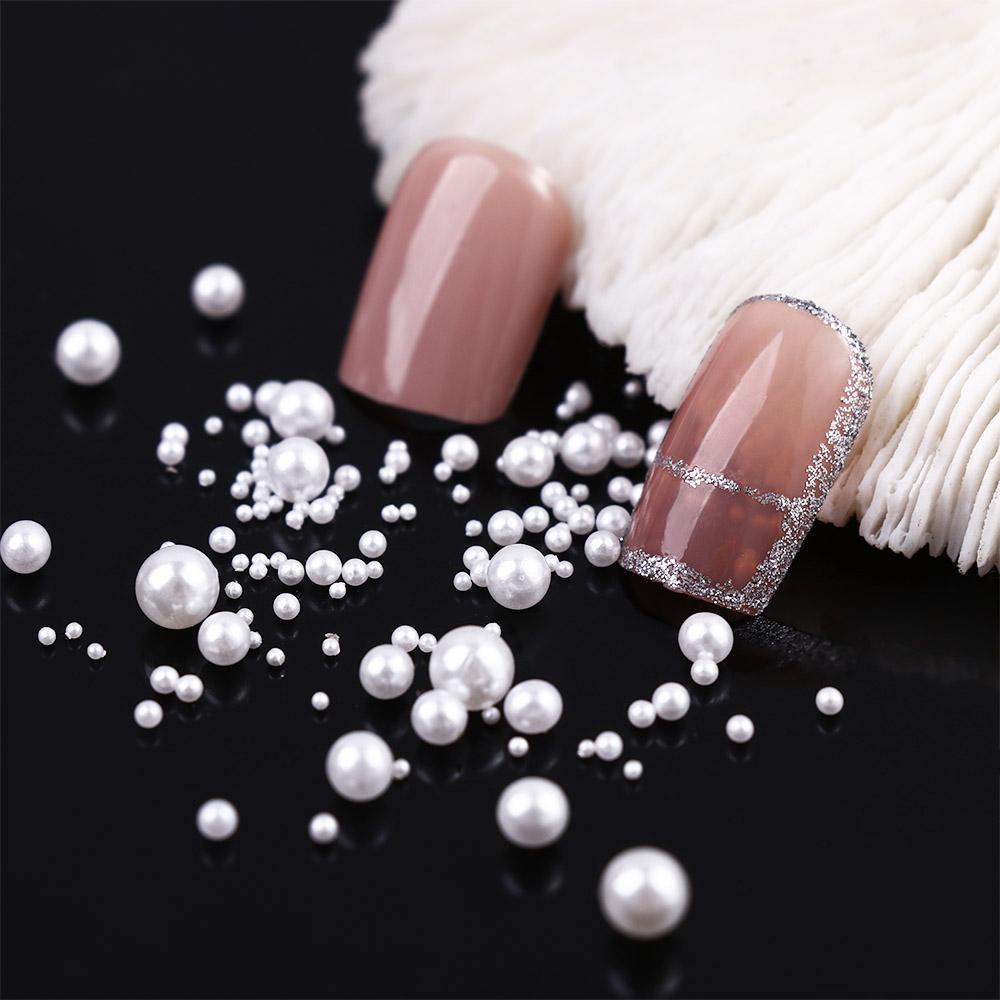 Mxbeauty Hiasan Kuku Mutiara 6kisi Jepang 3D Perhiasan Kuku Putih Pearlescent Manicure Aksesoris Hiasan Kuku Pearl Nail Drills