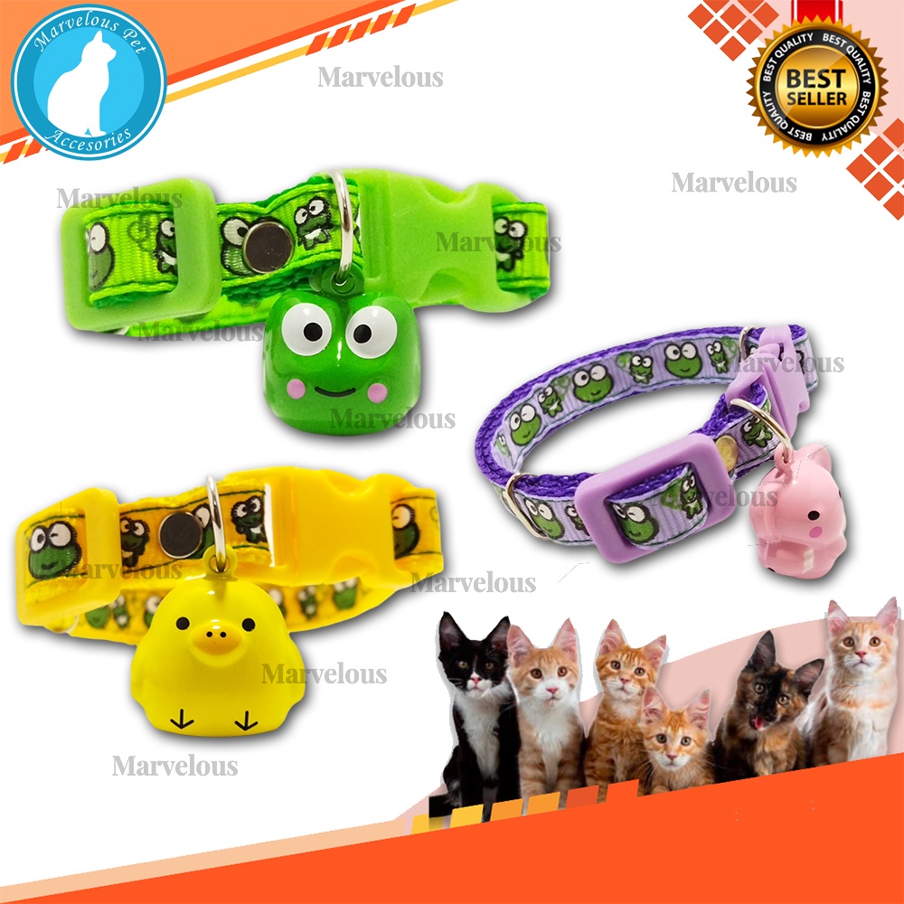 Kalung kucing lonceng karakter murah lucu motif Keroppi kualitas premium ( bisa request lonceng )