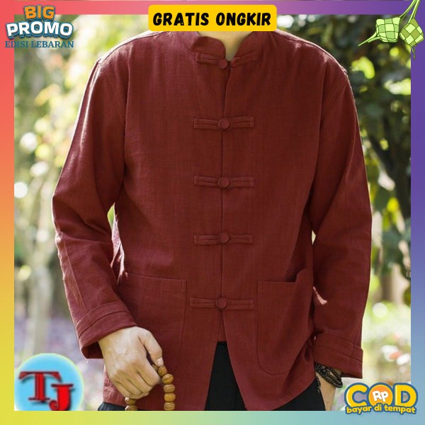 Baju Koko Pria Dewasa Laki-Laki Lengan Pendek Dan Lengan Panjang Kokoh Atasan Jumbo Kemeja Kasual Bi