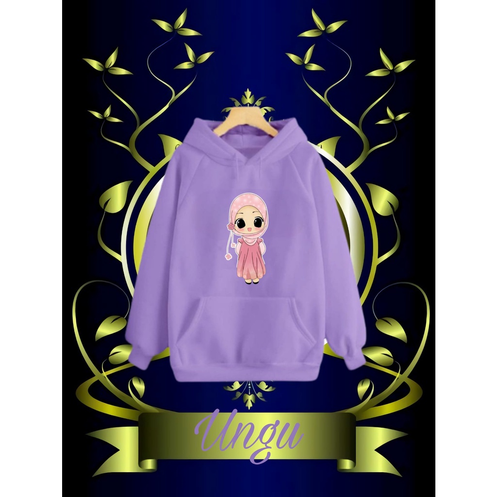 Hzl_outfit Sweater Hoodie Happy Hijab Anak [erempuan S.M.L.XL