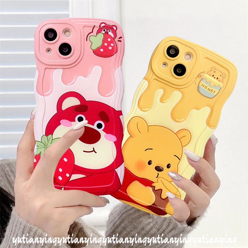 Case Winnie the Pooh Kartun Lucu Samsung A12 A13 A23 A04 A50 A50s A31 A03s A04E A04s A32 A21s A53 A52 A22 A52s A11 A33 A02s A30s A20 A51 M32 Strawberry Bear Lembut Bergelombang Edge Case