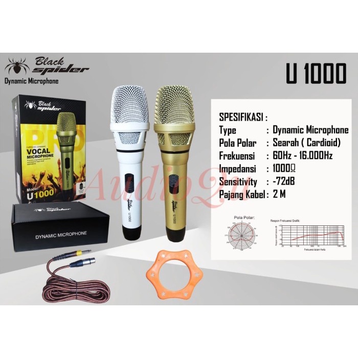 MIC KABEL BLACKSPIDER U1000 PLUS KABEL SUARA EMPUK BLACK SPIDER U 1000