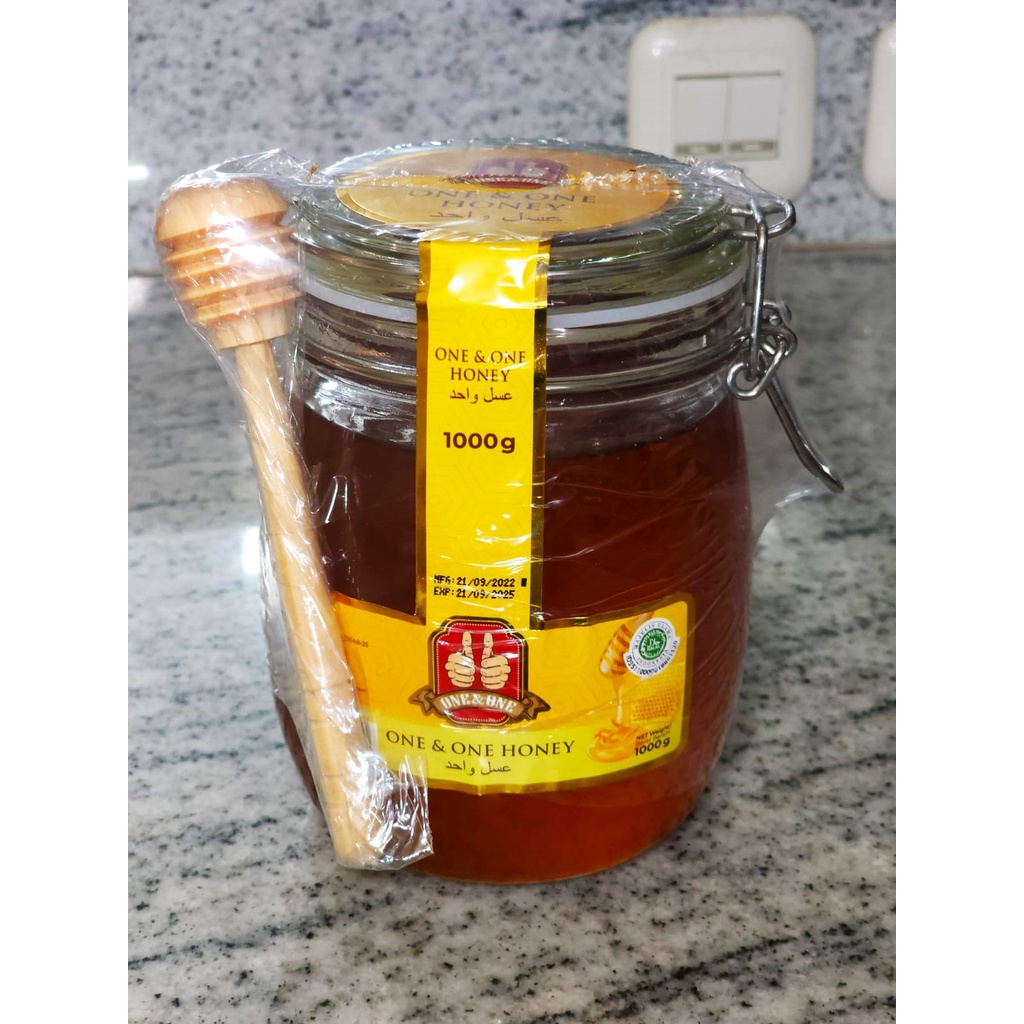 MADU MURNI/ ONE N ONE HONEY 1000gr - FREE SENDOK KAYU + BUBBLE WRAP | ONE & ONE MADU/ HONEY/ MADU AS