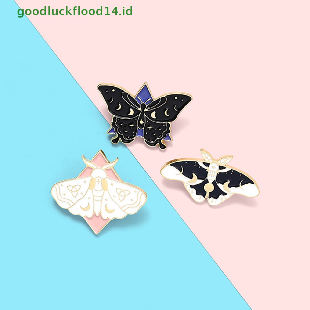 [GOOGFOUR] 3pcs Pin Enamel Kupu-Kupu Ngengat Fase Bros Tas Pakaian Lapel Pin Lencana Hadiah [TOP]