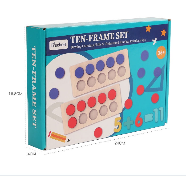 TweedyToys - Ten Frame Set Berhitung Dus / Mainan Edukasi Berhitung Kayu