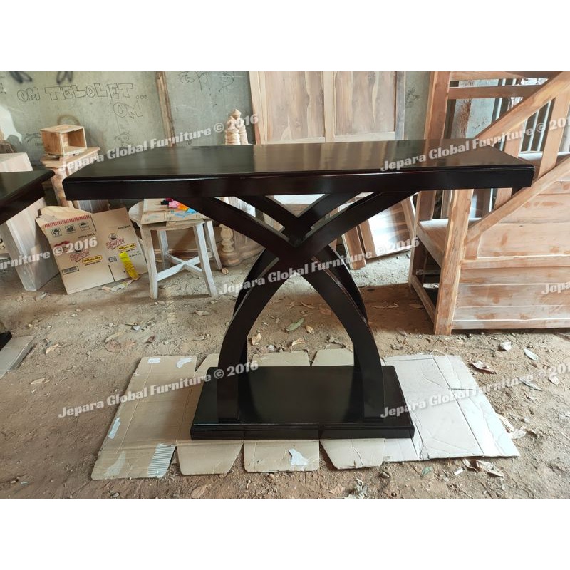 Meja console Jati kaki silang natural teak ( meja hias,meja jati,meja kecil,meja rias,meja tv )