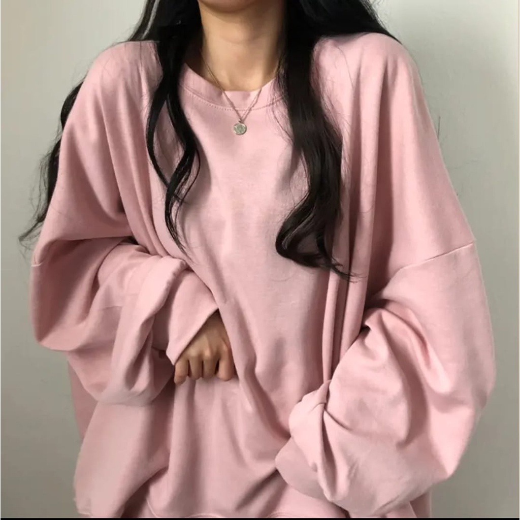 Sweater Batwing XXXL Oversize Basic Oblong | Sweater Wanita Bigsize | Sweater Polos-peach