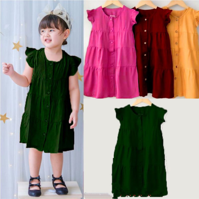 ZASKIYA - Dress Molly Polos Anak Perempuan | Dress Anak Molly Smilee | Dress Rayon Anak Polos