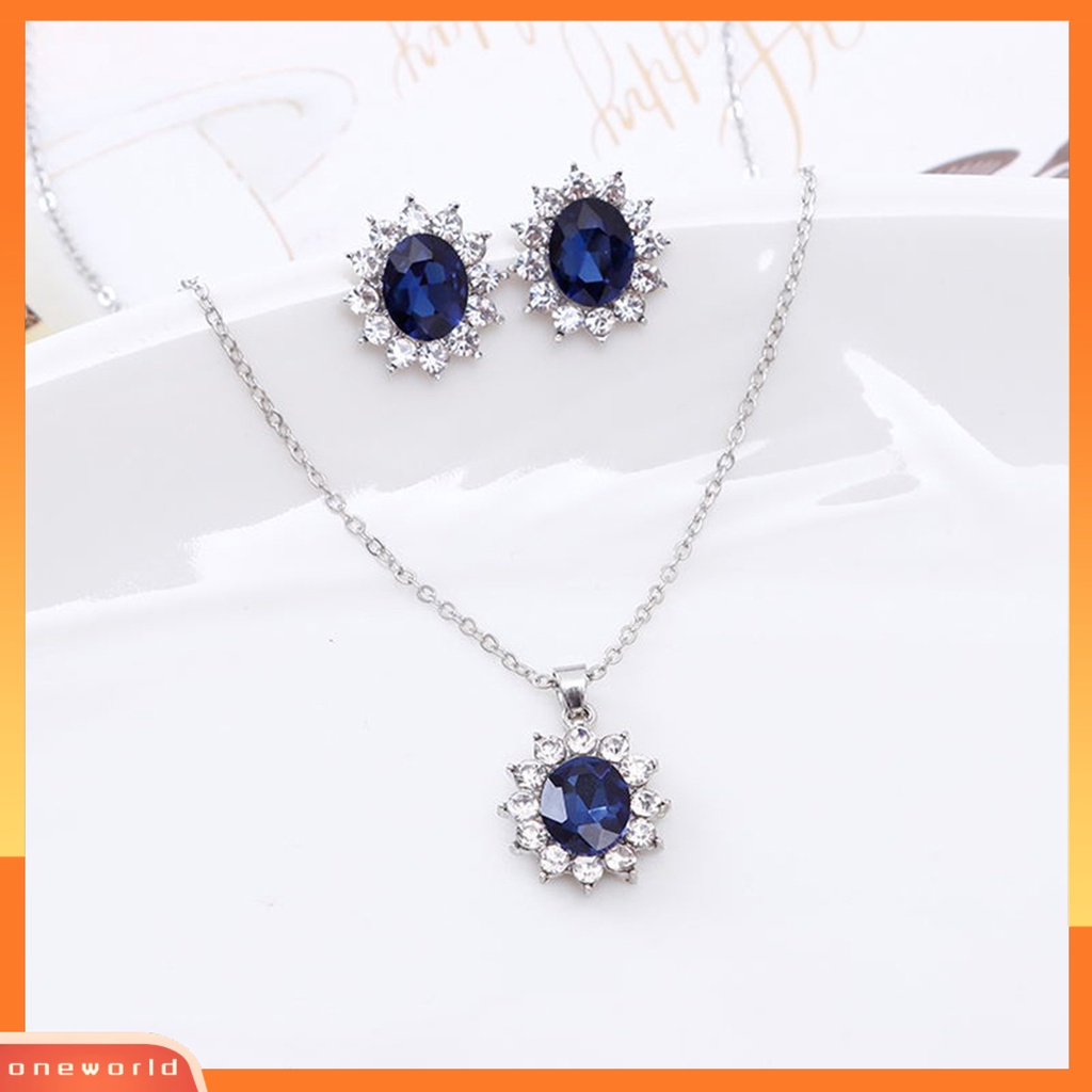 [oneworld] Set Perhiasan Set Perhiasan Anting Fashion Alloy Ramah Kulit Elegan Untuk Pesta