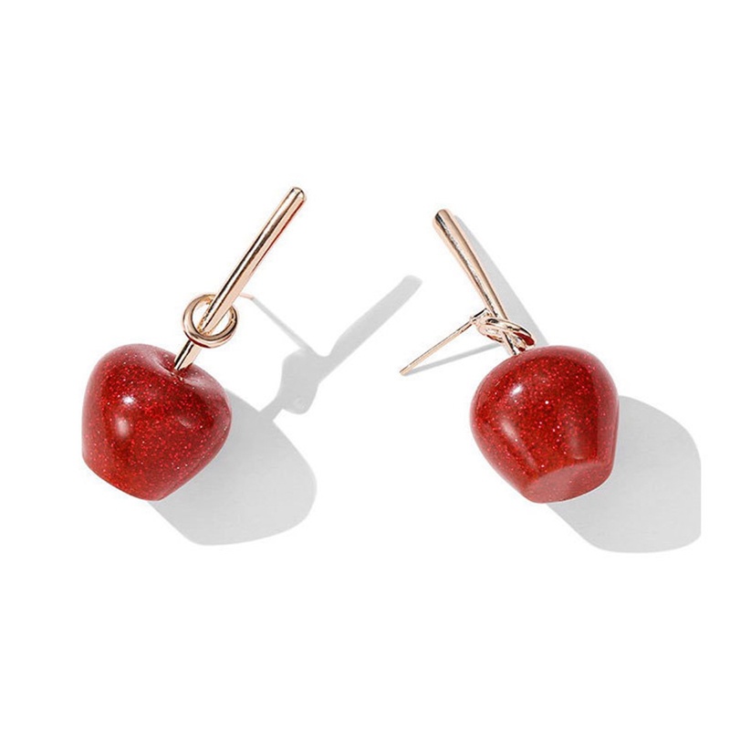 Korea Jarum Merah Cherry Anting Apel Anting Gadis Jantung Anting Kepribadian Hutan Buah Anting