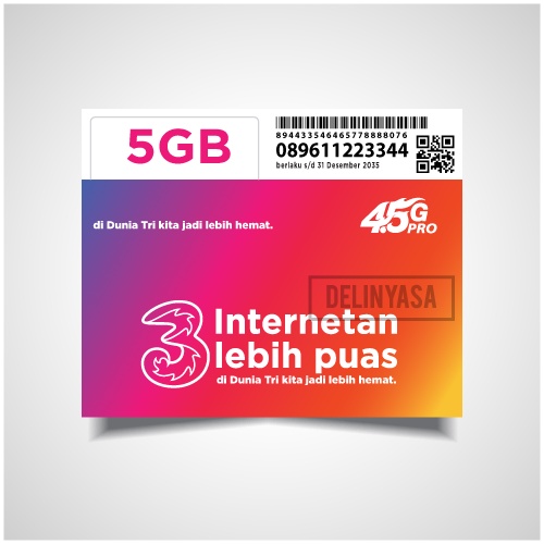 KARTU PERDANA TRI 5GB 30HARI NASIONAL