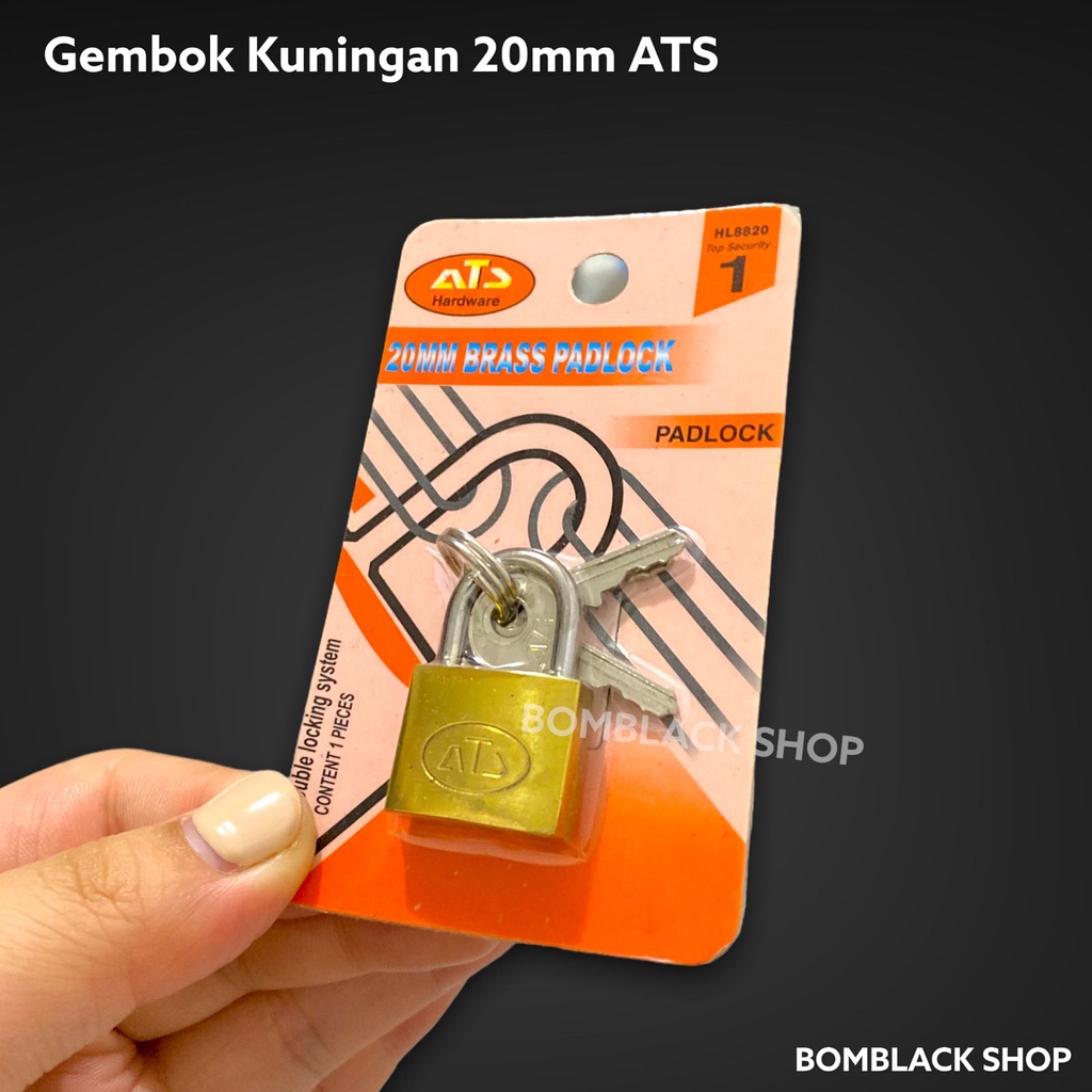 ATS Gembok Kuningan 20mm Kunci Gembok Tas Koper Bagasi Loker Gym Fitness Lemari Laci Jendela Pintu Rumah Kaca Etalase Kecil Mini Brass Padlock