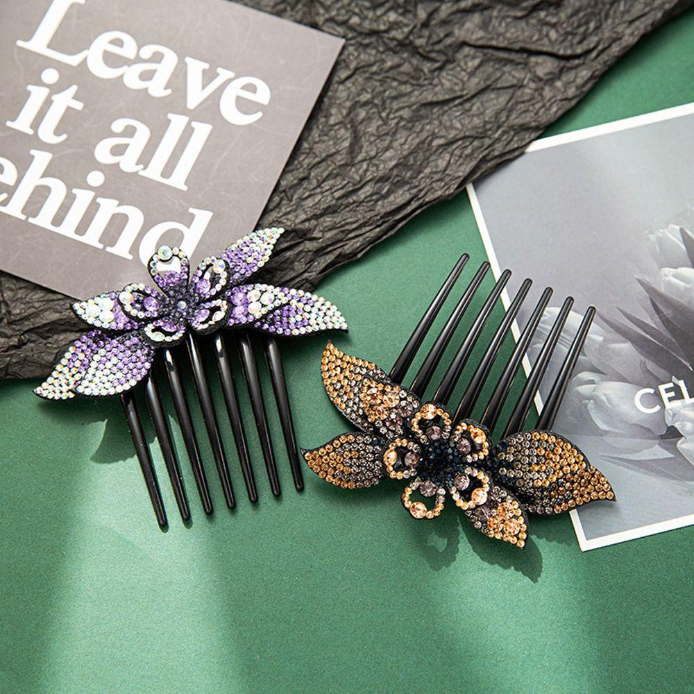 Agustina Sisir Rambut Wanita Trendi Hiasan Kepala Bunga Untuk Anak Perempuan Ponytail Holder Hair Maker Bun Kristal Jepit Rambut