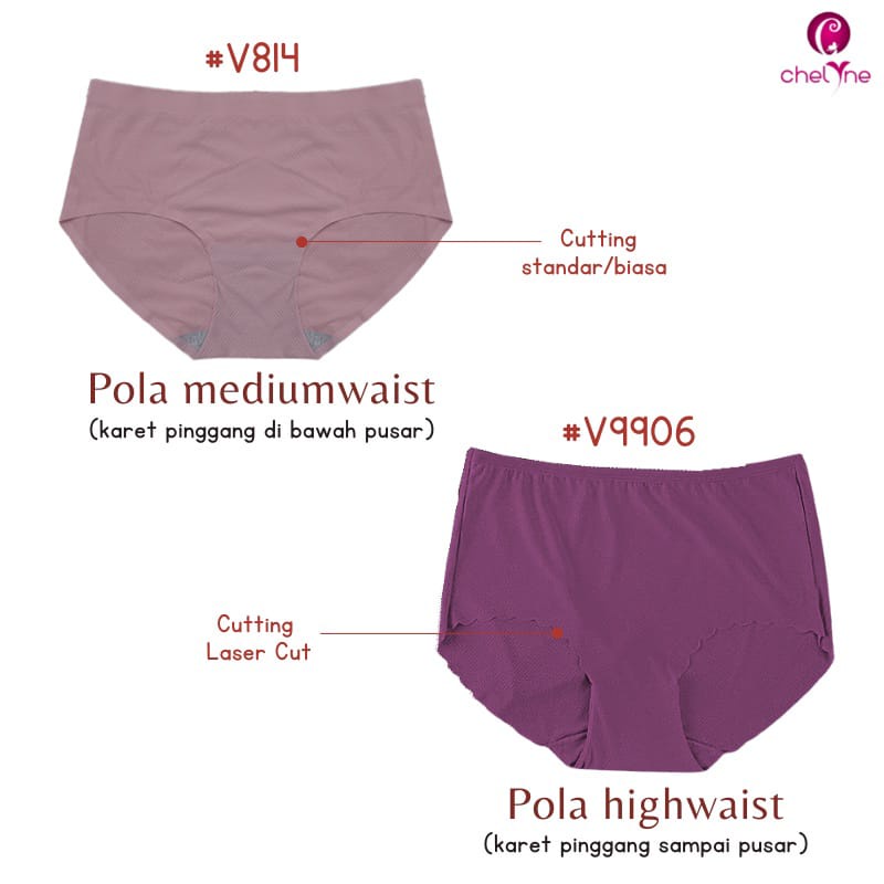 CD Wanita Chelyne V814 Mediumwaist / V9906 Highwaist - Seamless Pori