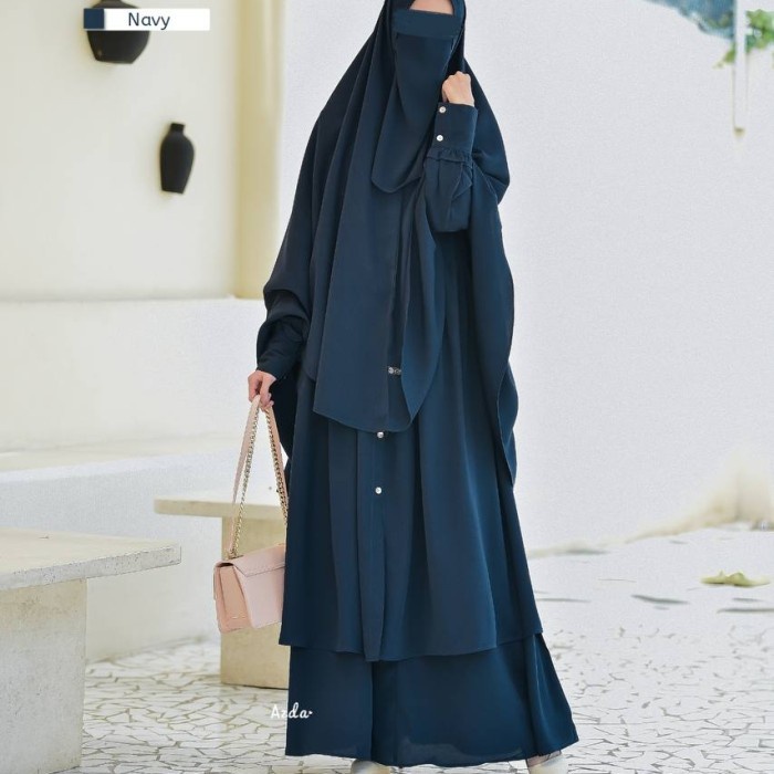 MARWAH GAMIS SET CADAR by Azda - Navy, L