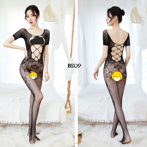 [READY STOCK] LINGERIE SEXY BAJU TIDUR JUMBO STOCKING FULL BODY HITAM BS09