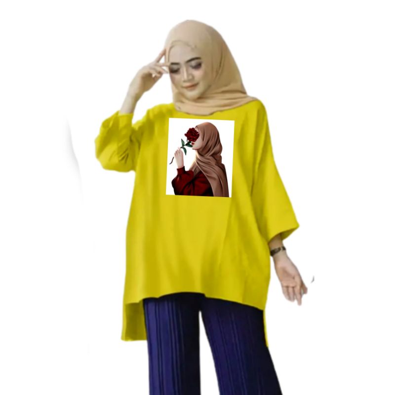 Atasan Baju Tunik Kaos Wanita Oversize LD 130 Cm Terbaru 2023 Viral Gambar DTF Bahan Kaos Babyterry . Atasan Baju Wanita Santai Tunik Wanita Dewasa Cewek Jumbo Kekinian Murah Big Size Mawar