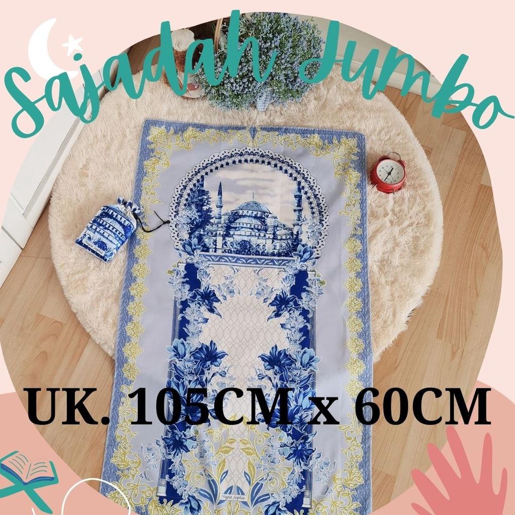 OTS 177 - Sajadah Travel jumbo  105 cm x 60 cm cocok untuk Traveling Bahan Silky (Polyester) Motif.