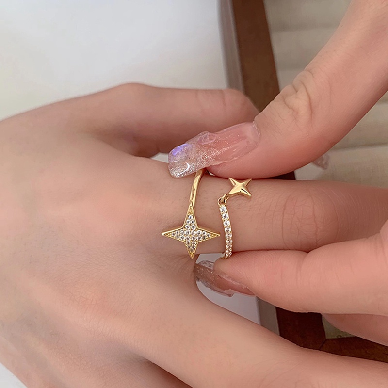 New Arrival Cincin Fashion Wanita Pesta Klasik Geometris Semua Kompatibel Rings Sederhana Lucu Elegan Bintang Perempuan Perhiasan