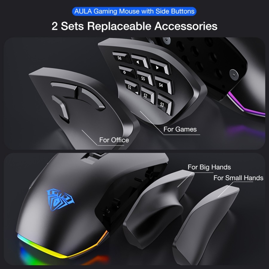 Mouse Gaming AULA H510 Optical Wired 10000DPI Magnetic RGB- AULA H 510